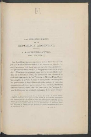 Los verdaderos límites de la República Argentina : Cuestión internacional con Bolivia