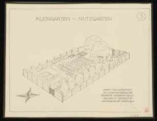 Vier Kleingärten von je 350 qm: Kleingarten - Nutzgarten: Perspektivische Ansicht