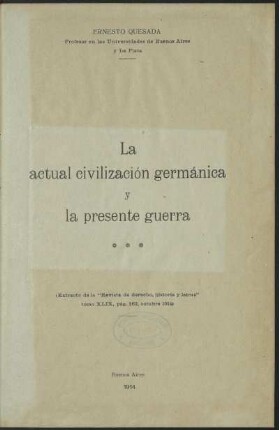 La actual civilización germánica y la presente guerra
