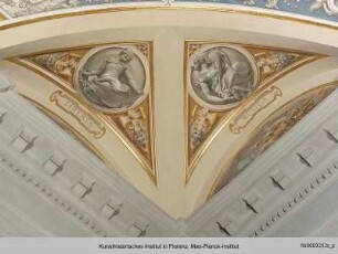 Ausmalung des Treppenhauses im Palazzo Grifoni Budini Gattai : Allegorische Darstellung in Stichkappen und Lünetten