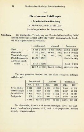 III. Die einzelnen Abteilungen