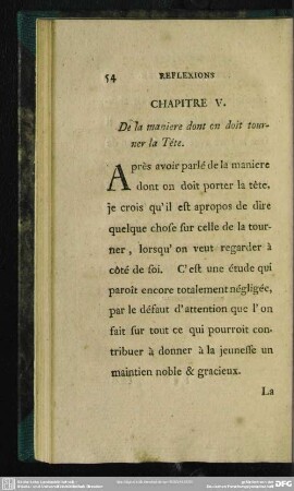 Chapitre V. De la maniere dont on doit tourner la Tête
