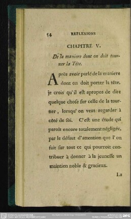 Chapitre V. De la maniere dont on doit tourner la Tête