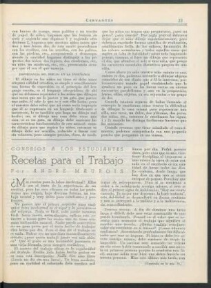 Consejos a los estudiantes : Recetas para el trabajo