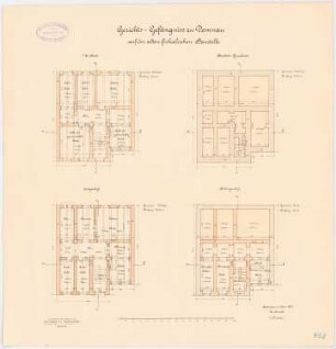 Gerichtsgefängnis, Domnau Stallgebäude: Grundriss Bankett, KG, EG, 1. OG, 1:100