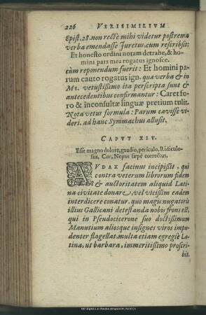 Caput XIV. Esse magno dolore, gaudio, periculo. Ridiculosus