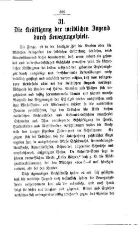 Die Kräftigung der weiblichen Jugend durch Bewegungsspiele