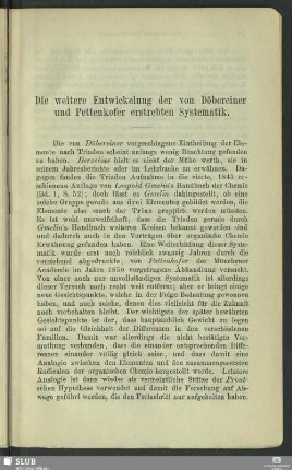 Die weitere Entwickelung der von Döbereiner und Pettenkofer erstrebten Systematik