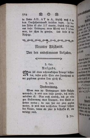 Neunter Abschnitt. Von den unbestimmten Aufgaben.