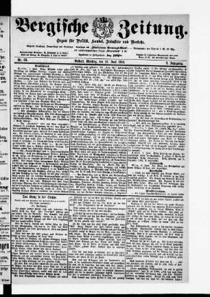 Bergische Zeitung. 1882-1888