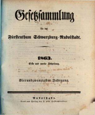 Gesetzsammlung für das Fürstenthum Schwarzburg-Rudolstadt. 24, 24. 1863