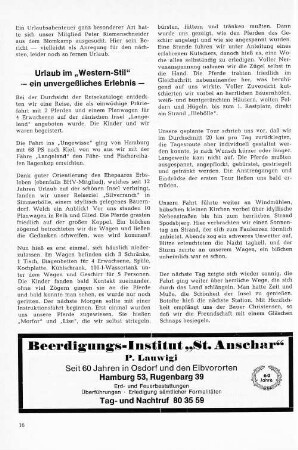 Urlaub im "Western-Stil" : - ein unvergeßliches Erlebnis -
