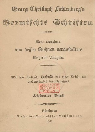 Bd. 7: Georg Christoph Lichtenberg's Vermischte Schriften