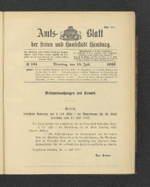 No.161, Dienstag, den 15. Juli 1919