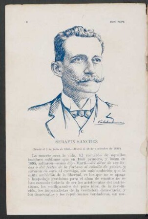 Serafín Sánchez - (Nació el 2 de julio de 1846. - Murió el 18 de noviembre de 1896)