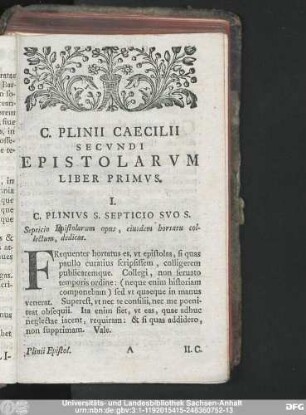 C. Plinii Caecilii Secundi Epistolarum ...