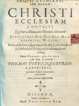 Laqvei Lvtherani Ad Veram Christi Ecclesiam Contriti