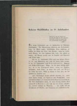 Geheime Gesellschaften im 18. Jahrhundert