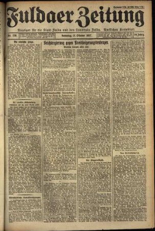 Erste Ausgabe vom Samstag, den 15. Oktober 1927.