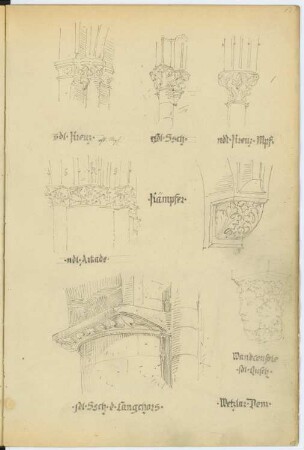 Dom, Wetzlar: Details Konsolen, Pfeiler (aus: Skizzen- und Fotoalbum 2)