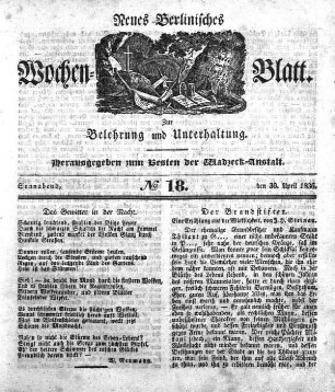 No. 18, Sonnabend, den 30.April 1836