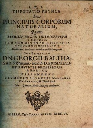 Disp. phys. de principiis corporum naturalium