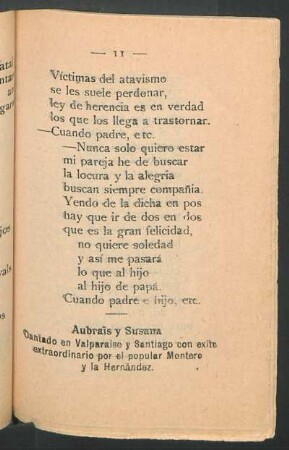 Aubrais y Susana : Cantado en Valparaíso y Santiago con éxito etraordinario por el popular Montero y la Hernández