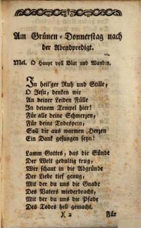 Zwey Lieder am Grünendonnerstag Abends und Charfreytag in der Früh zu singen in der evangelischen Kirche zu Kaufbeuren