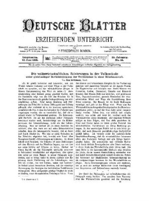 Die volkswirtschaftlichen Belehrungen in der Volksschule unter gleichzeitiger Berücksichtigung der Verhältnisse in einer Blindenanstalt