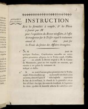 1r-1v, Instruction. Sur les formalités à ...
