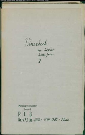 Zivilstandsregister der katholischen Gemeinde Vinsebeck, Kreis Höxter (GHT 1808-1814) (Gemeinde: Katholische Gemeinde Vinsebeck)