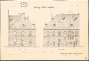 Amtsgerichts- und Gefängnisgebäude, Belgard: Amtsgericht Seitenansicht, Hinteransicht 1:100