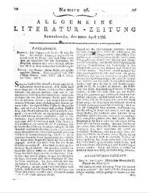 [Sammelrezension zweier pädagogischer Schriften] Rezensiert werden: 1. [Seehase, W. H. F.]: Soll man junge Leute über die eigentliche Art der Erzeugung des Menschen belehren? Neue Aufl. Stendal: Franzen und Grosse [s.a.] 2. Moritz, K. P.: Anton Reiser. T. 1-2. Ein psychologischer Roman. Berlin: Maurer 1785