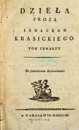 Dzieła, 4. Dzieła prozą. (Pan Podstoli.) - 1803. - 443 S.