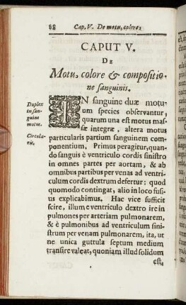 Caput V. De Motu, colore & compositione sanguinis.