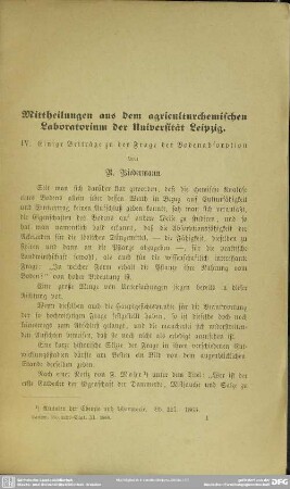 Mittheilungen aus dem agriculturchemischen Laboratorium der Universität Leipzig