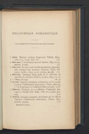Bibliothèque numismatique