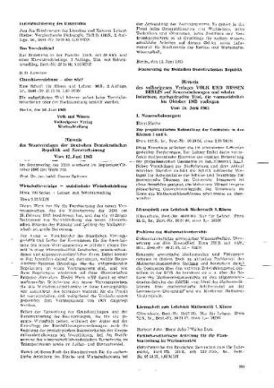 Hinweis des volkseigenen Verlages VOLK UND WISSEN BERLIN auf Neuerscheinungen und wieder lieferbare, nachgedruckte Titel, die voraussichtlich bis Oktober 1965 vorliegen : vom 30. Juni 1965