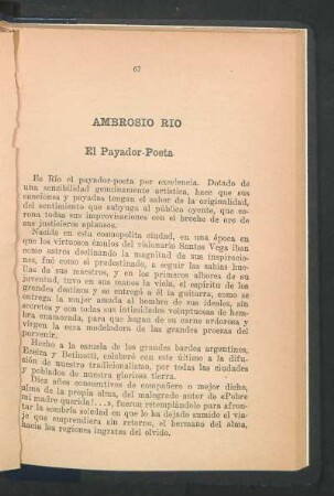 Ambrosio Río : El Payador-Poeta