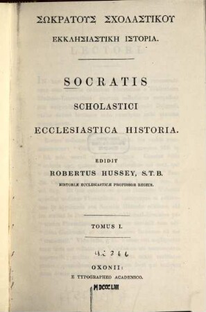 Socratis Scholastici Ecclesiastica historia, 1