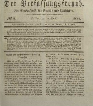 № 9. Cassel, den 27. April. 1831.
