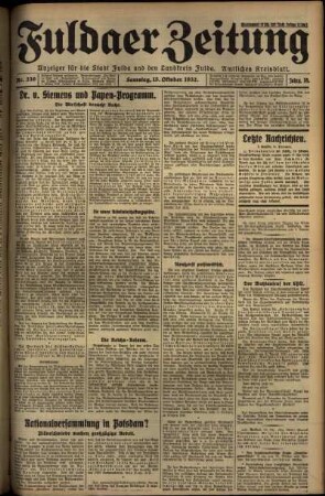 Ausgabe vom Samstag, den 15. Oktober 1932.
