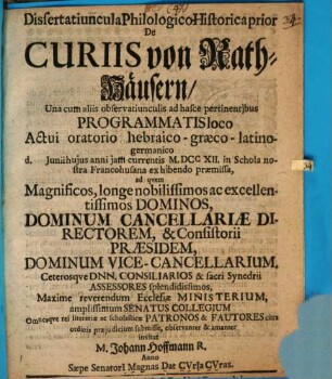 Dissertatiuncula philol. hist. prior de curiis ...