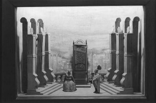 Holzmodell vom Bühnenbild zur Oper "Agrippina" von Georg Friedrich Händel, Erfurt 1952 : Heinrich, Rudolf: Bühnenbild zur Oper "Agrippina" von Georg Friedrich Händel, Erfurt 1952. Holzmodell. Halle (Saale): Händel-Haus