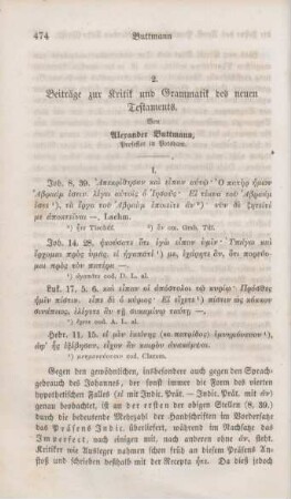 474-516 Beiträge zur Kritik und Grammatik des neuen Testaments