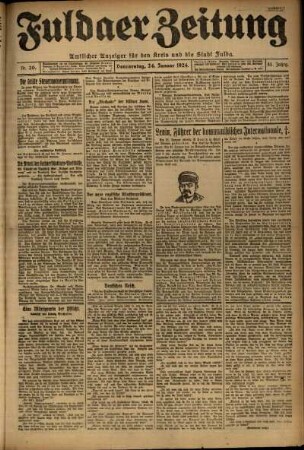 Erste Ausgabe vom Donnerstag, den 24. Januar 1924.