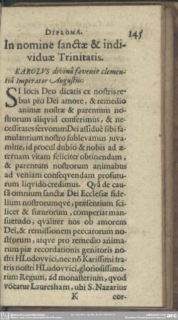 Diploma. In nomine sanctae & individuae Trinitatis