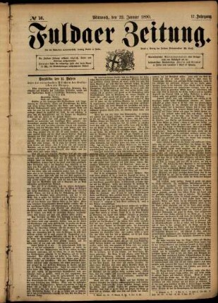 Ausgabe vom Mittwoch, den 22. Januar 1890.