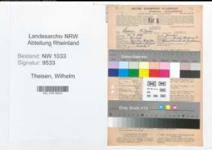 Entnazifizierung Wilhelm Theisen , geb. 24.04.1895 (Polizeibeamter)