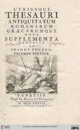 Band 3: Utriusque Thesauri Antiquitatum Romanarum Graecarumque Nova Supplementa